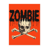 Zombie Skull Black Post Card