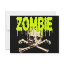 Zombie Skull - Green invitations