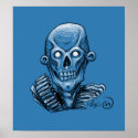Zombie Skull Head Poster print