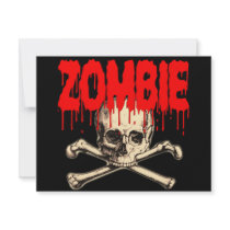Zombie Skull Red invitations