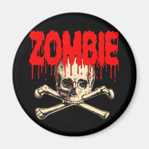 Zombie Skull Red Magnets