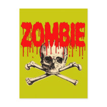 Zombie Skull Red Post Cards