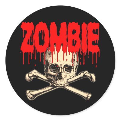 Zombie Skull Red Stickers