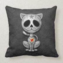 Zombie Sugar Kitten, dark Throw Pillows