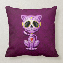 Zombie Sugar Kitten, purple Pillows