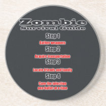 zombie survival guide steps horror movie undead beverage coasters