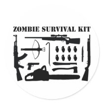 Zombie Survival Kit Round Stickers