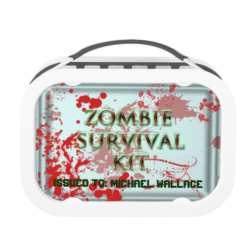 zombie survival kit with blood splatter lunch box Zazzle