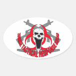 Zombie tactical red oval stickers