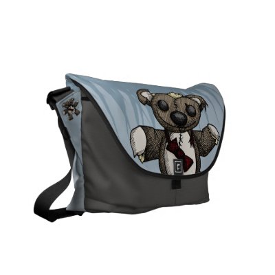 Zombie Teddy Bear Messenger Bag by wislander