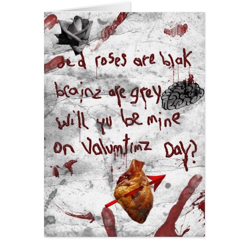 zombie valentine poem card