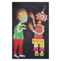 Zombie VS Robot art stationery