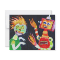 Zombie Vs. Robot invitations by loookingatthestars Zombie Vs. Robot invitations