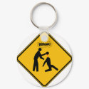 Zombie Warning Sign keychains