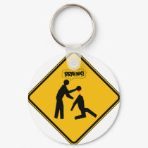 Zombie Warning Sign keychains