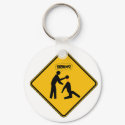Zombie Warning Sign keychains
