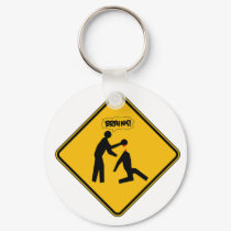 Zombie Warning Sign keychains