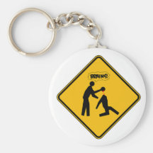Zombie Warning Sign Keychain