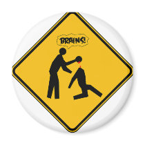 Zombie Warning Sign magnets