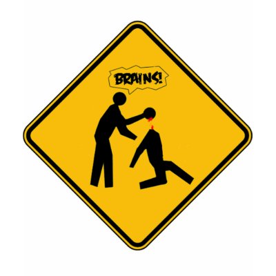 Zombie Warning Sign Tshirt by horrormovie