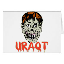 Zombie with melting face words URAQT Card