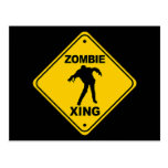 Zombie Xing Crossing Halloween Post Card