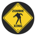 Zombie Xing Crossing Halloween stickers by raggedshirts Zombie Xing Crossing Halloween stickers