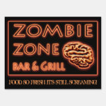 ZOMBIE ZONE Bar N Grill Fake Neon Sign Halloween