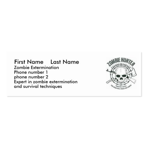 zombiehunter, First Name    Last Name, Zombie E... Business Cards (front side)