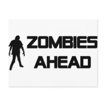 zombies ahead icon postcards