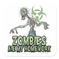 Zombies Ate My Homework Square Stickers
