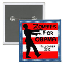 Zombies For Obama Fun Halloween Button