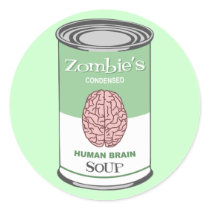 Zombie's Human Brain Soup Round Sticker
