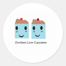 Zombies Love Cupcakes Round Stickers