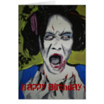 'ZomGeisha' Zombie Birthday Card