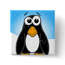 Zoned Out Penguin Button