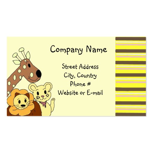 Zoo Animal Business Card (front side)