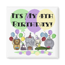 Zoo  Animals 4th Birthday Tshirts and Gifts magnets