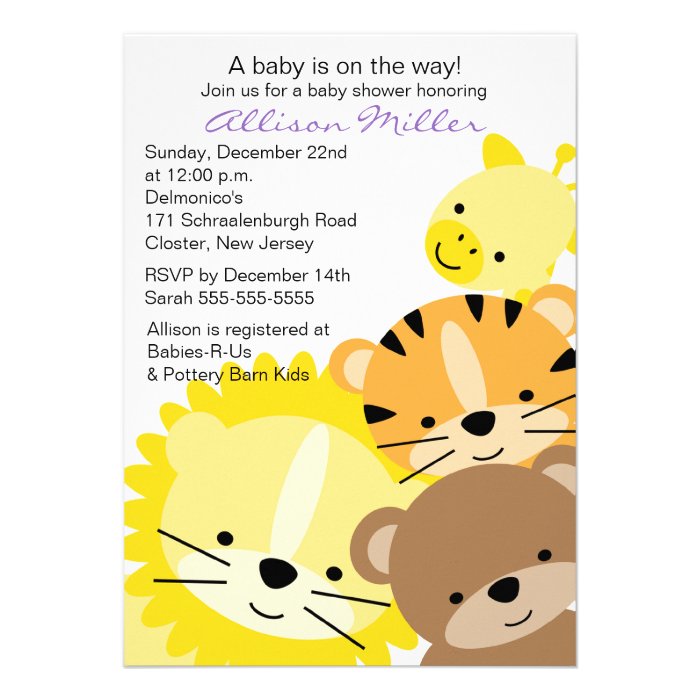 Zoo Animals Baby Shower Invitation
