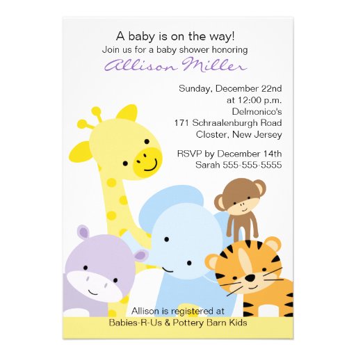 ... baby shower invitation featuring the sweetest little baby zoo animals