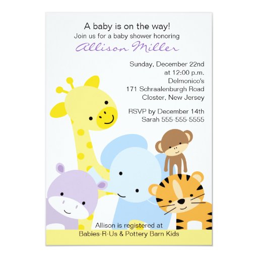Zoo Animals Baby Shower Invitation Zazzle