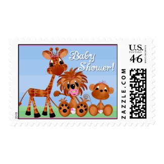 Zoo Animals Baby Shower Postage Stamps stamp