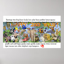 Zoo Animals Childrens Wall Art Poster Print