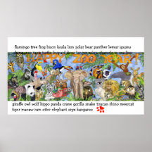 Zoo Animals Childrens Wall Art Poster Print