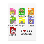 Zoo Animals Tshirts and Gifts Post Cards