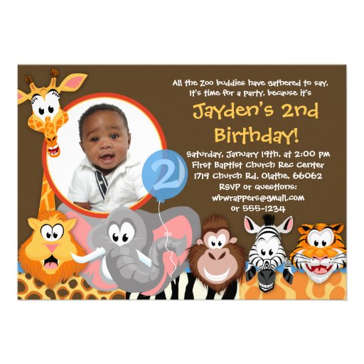 Zoo Animals - Wild Animals Birthday Invitation