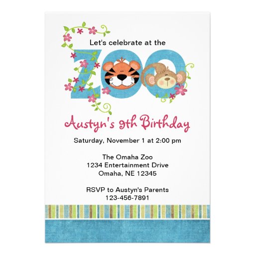 Zoo Birthday Party Invitations