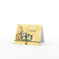 ZOO CREW Animals (Yellow) Folded thank you note Greeting Cards