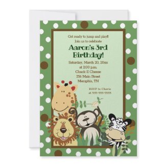 ZOO CREW Jungle Safari BIRTHDAY INVITE 5x7 invitation