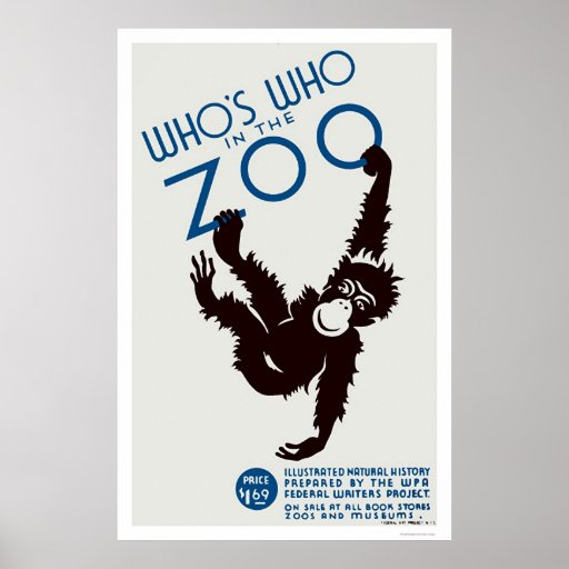 Zoo Guide Monkey 1937 WPA Poster